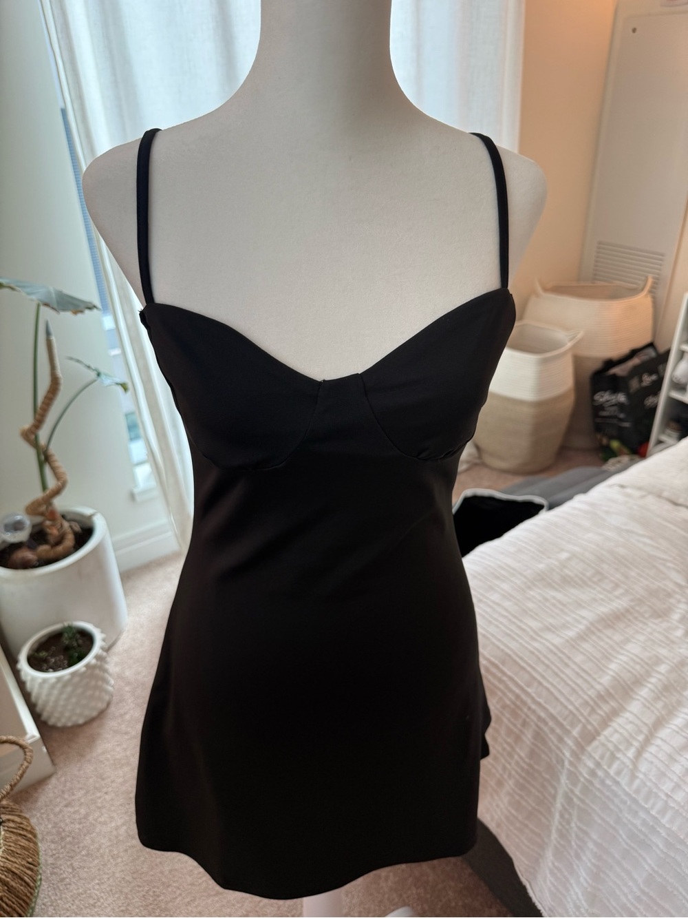 Classic Black Slip Dress with Sweetheart Bust
